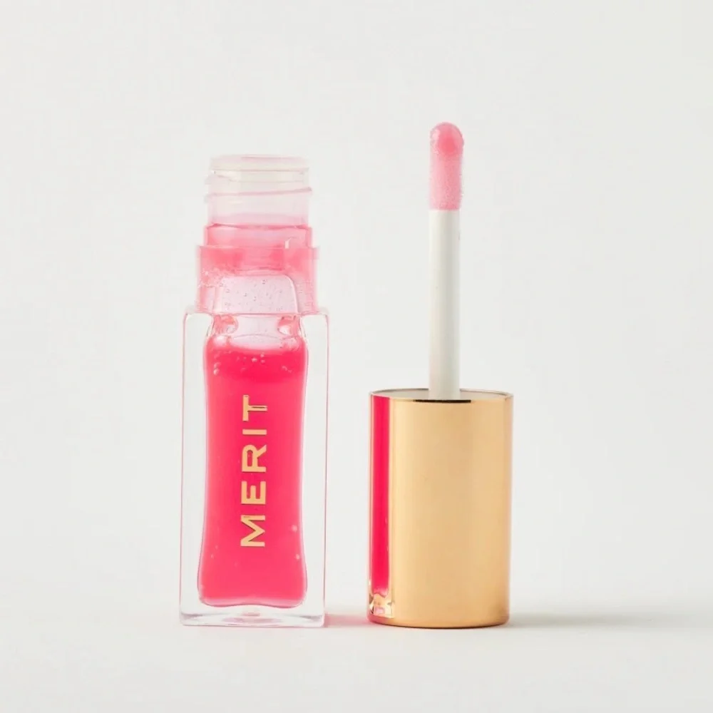 Merit LES DEUX Shade Slick Lip Gelee Gloss in Pink - Hydrating Sheer Shine
